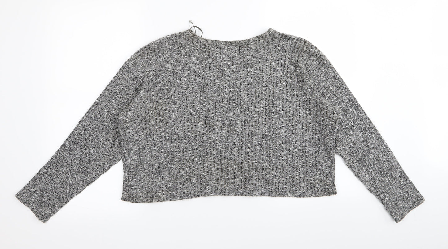 Womens UK Size 10 Topshop Grey Basic T-Shirt