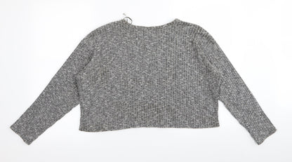 Womens UK Size 10 Topshop Grey Basic T-Shirt