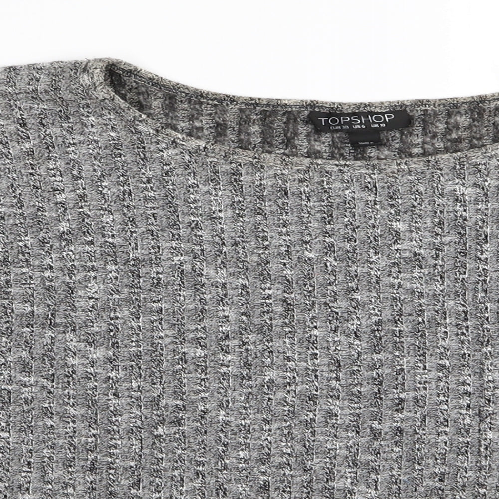 Womens UK Size 10 Topshop Grey Basic T-Shirt