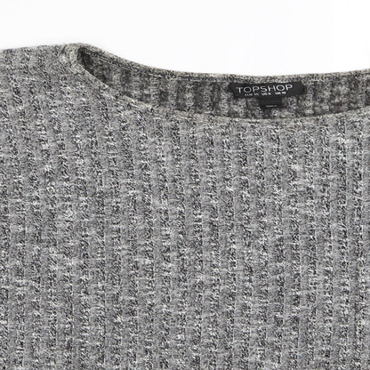Womens UK Size 10 Topshop Grey Basic T-Shirt