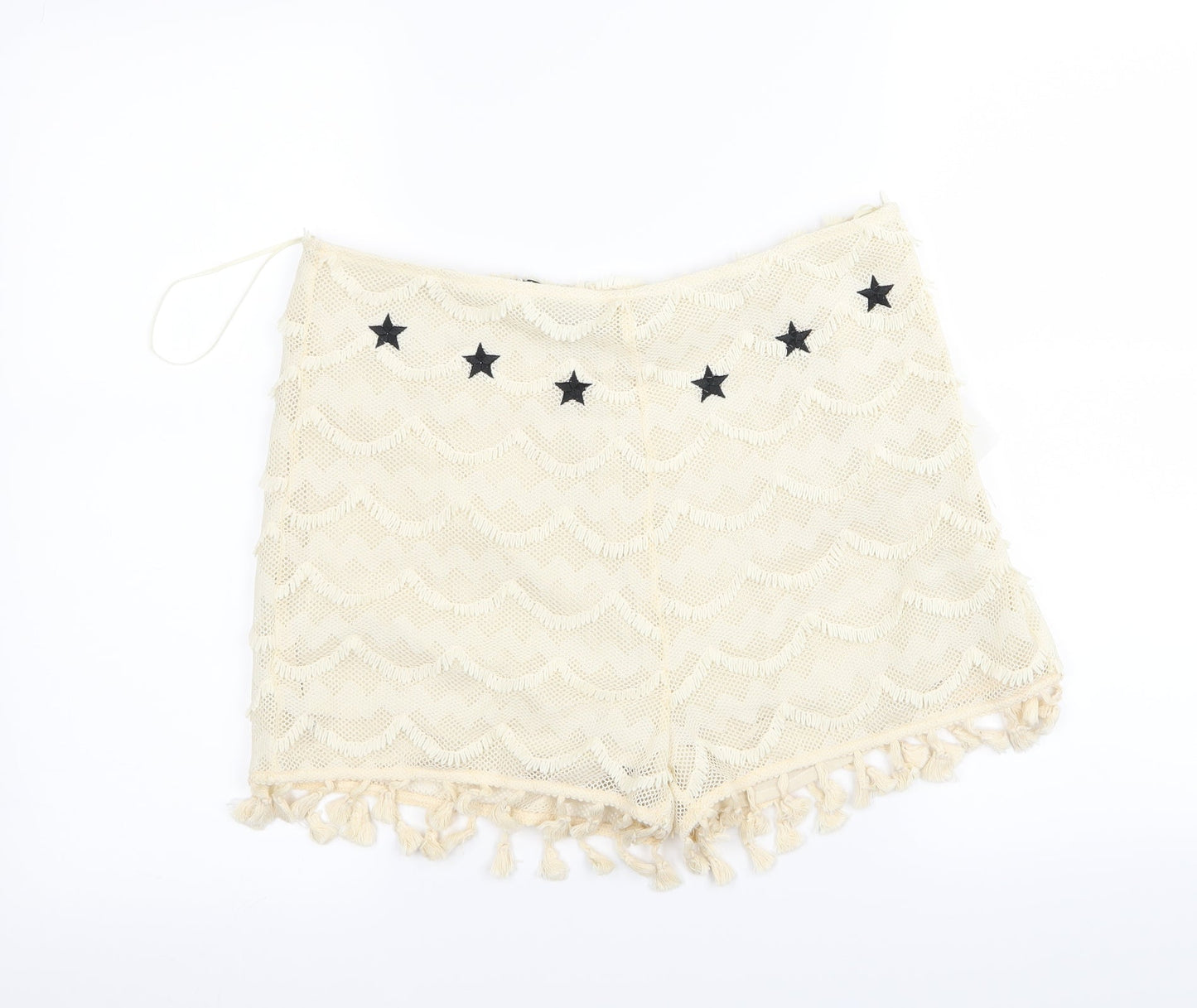 Glamorous Womens Beige Geometric  Hot Pants Shorts Size L