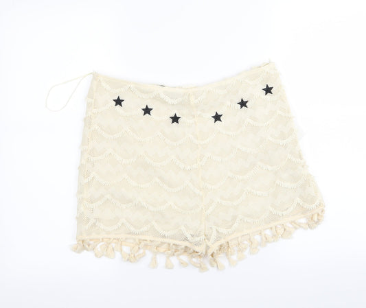 Glamorous Womens Beige Geometric  Hot Pants Shorts Size L