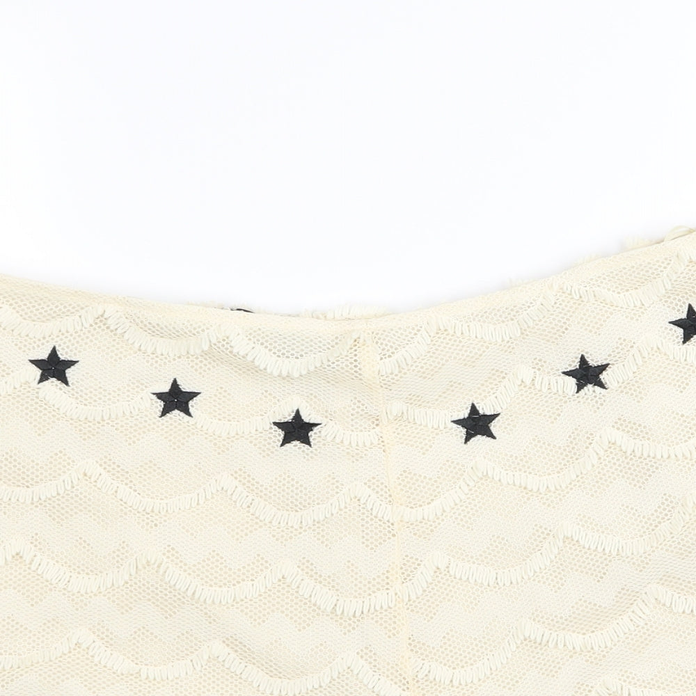 Glamorous Womens Beige Geometric  Hot Pants Shorts Size L