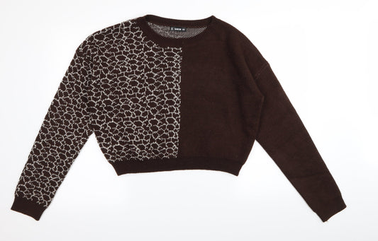 SheIn Womens Brown Geometric  Pullover Jumper Size S