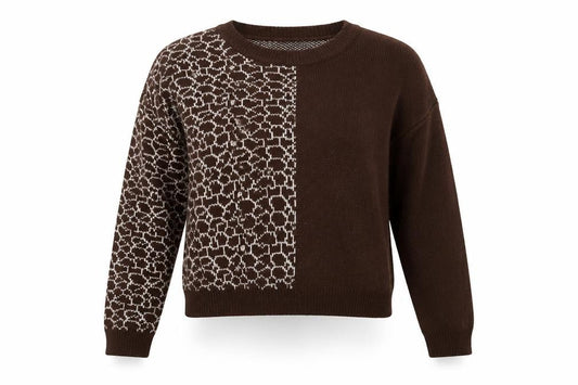 SheIn Womens Brown Geometric  Pullover Jumper Size S