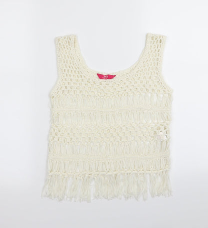 YD Girls White   Basic Tank Size 9-10 Years