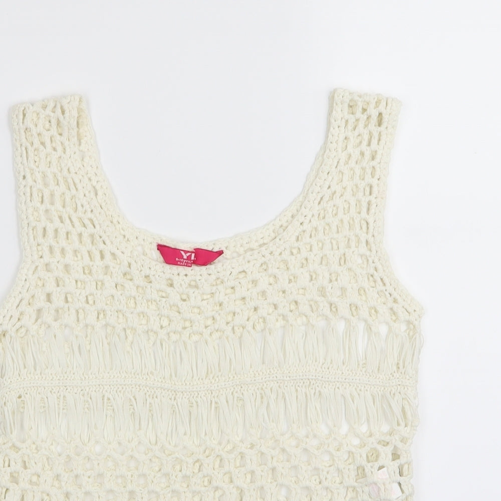 YD Girls White   Basic Tank Size 9-10 Years