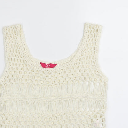 YD Girls White   Basic Tank Size 9-10 Years