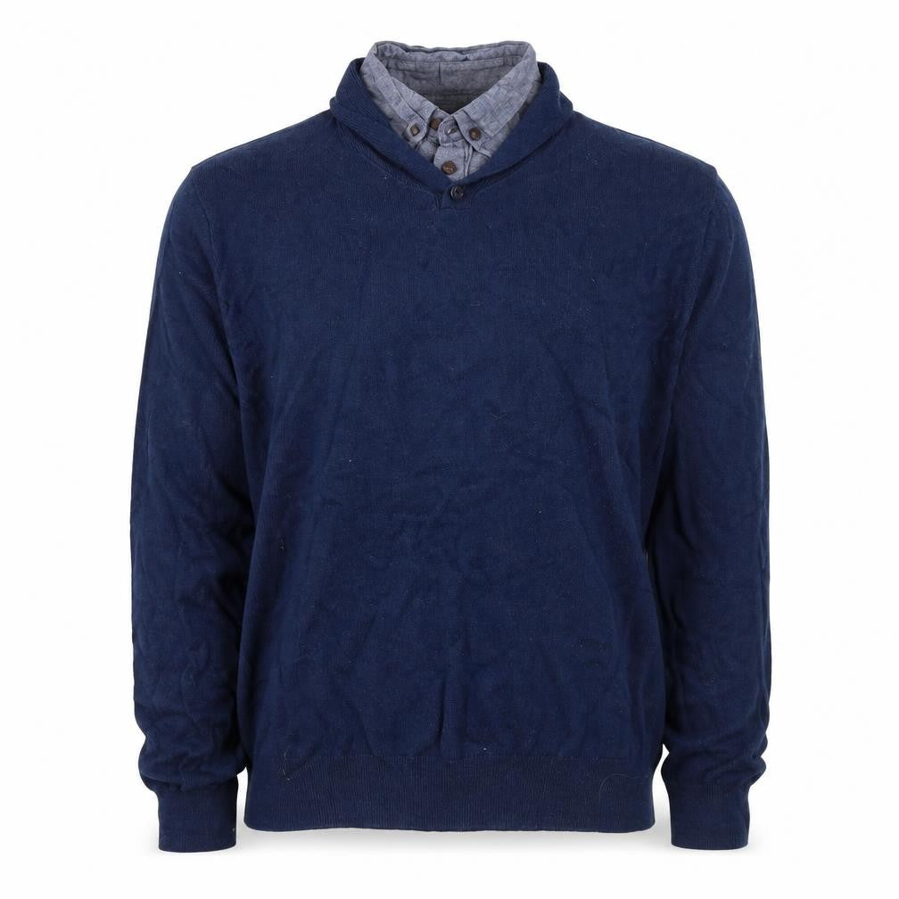 Cedarwood State Mens Blue Pullover Jumper Size L - shirt collar insert