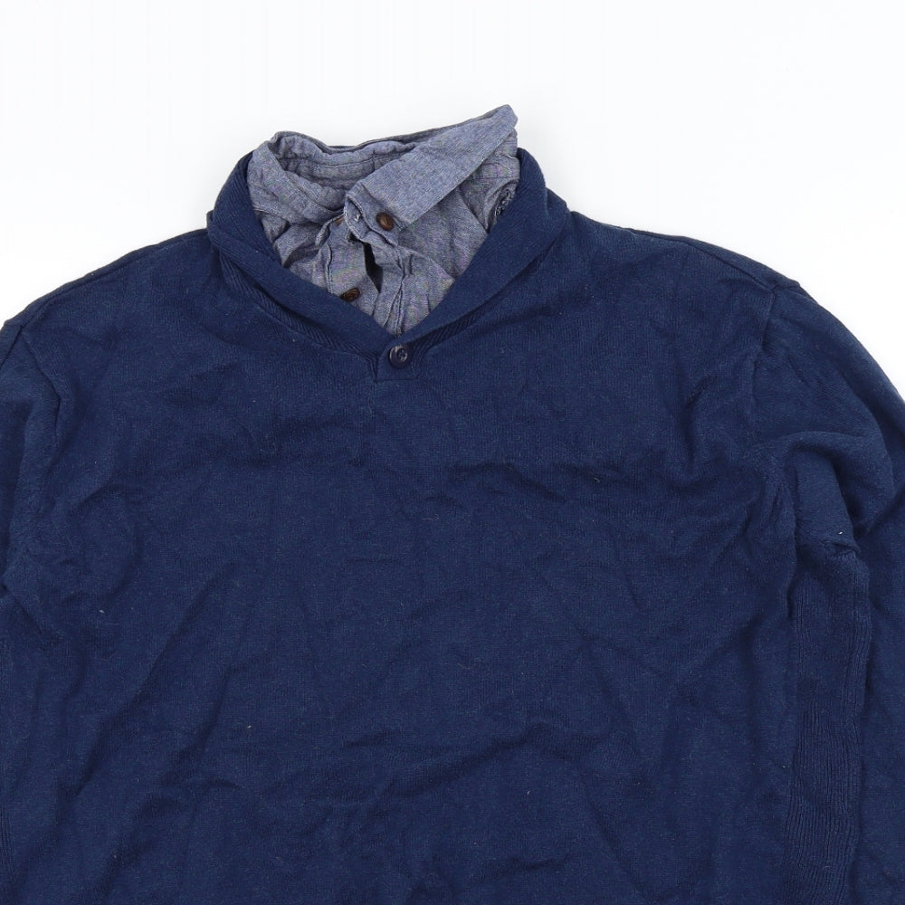 Ceader wood state Mens Blue   Pullover Jumper Size L  - shirt collar insert