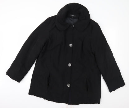 Womens UK Size 14 Marks and Spencer Black Overcoat