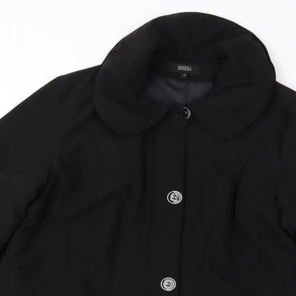 Womens UK Size 14 Marks and Spencer Black Overcoat