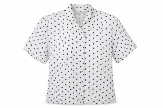 Features Womens White Polka Dot  Basic Button-Up Size 14