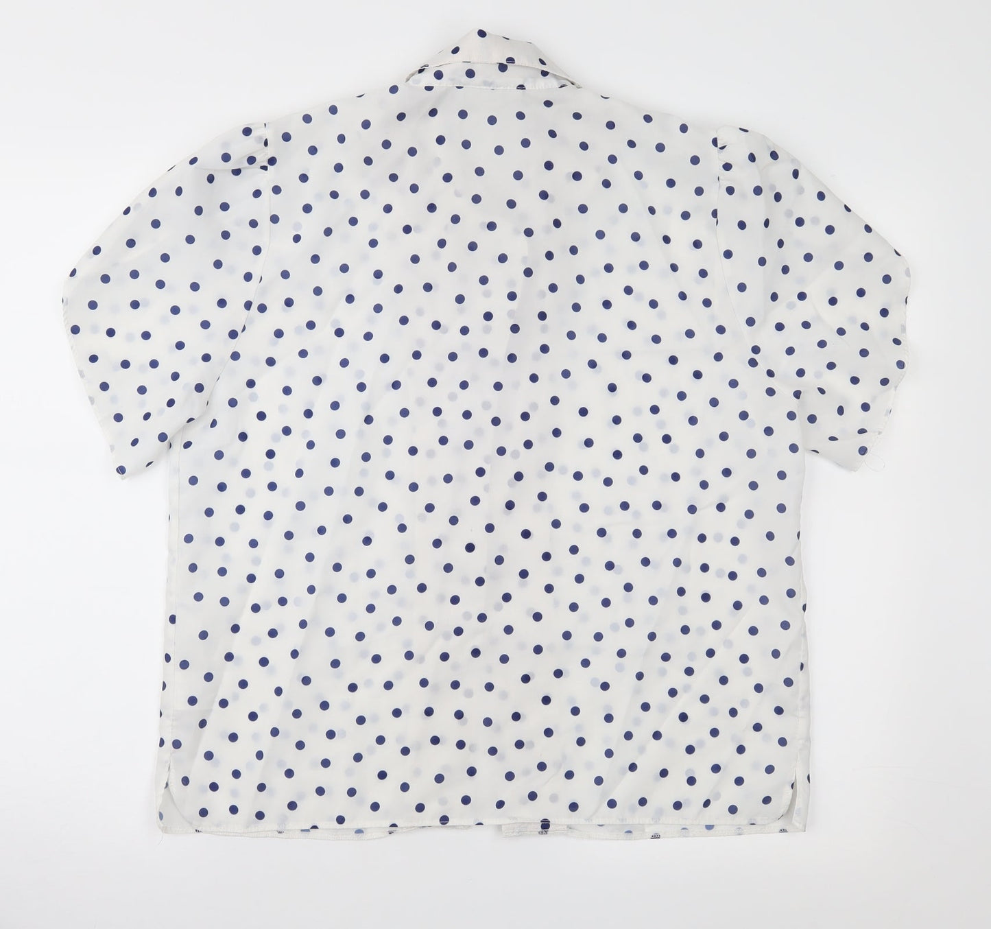 Features Womens White Polka Dot  Basic Button-Up Size 14