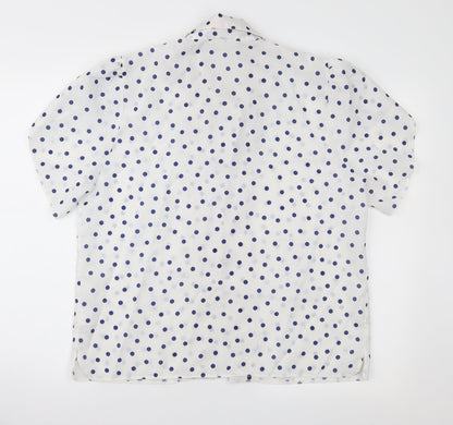 Features Womens White Polka Dot  Basic Button-Up Size 14