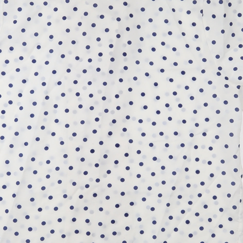 Features Womens White Polka Dot  Basic Button-Up Size 14