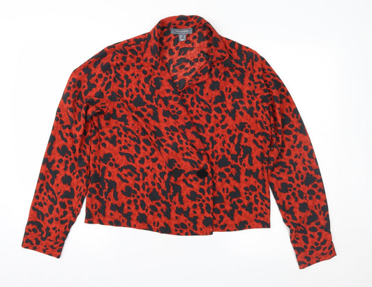 Primark Womens Red Animal Print  Basic Blouse Size 10