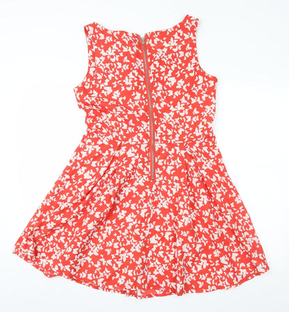 Preworn Womens Red Geometric  Fit & Flare  Size 12