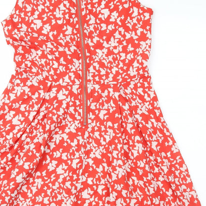 Preworn Womens Red Geometric  Fit & Flare  Size 12