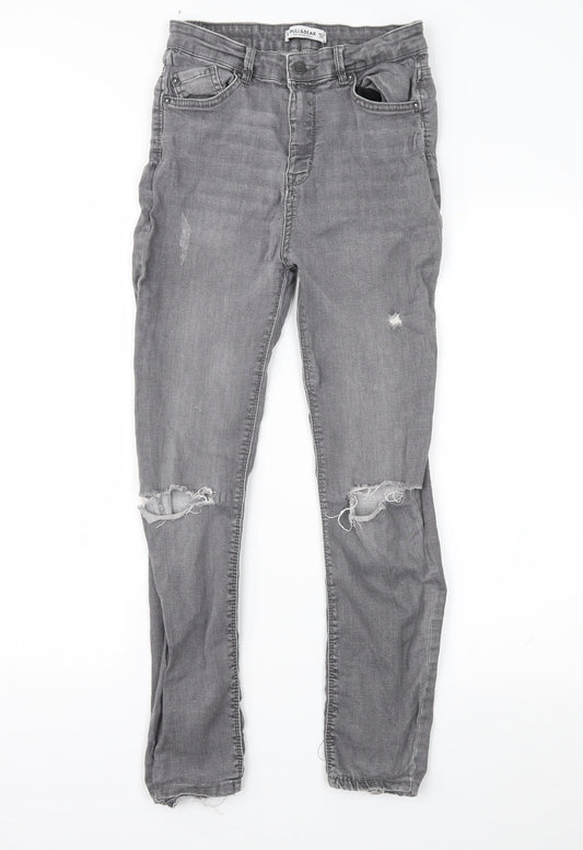 Pull&Bear Womens Grey  Denim Skinny Jeans Size 8 L25 in