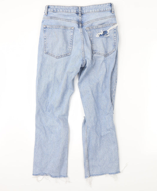 Topshop Womens Blue  Denim Straight Jeans Size 28 in L30 in