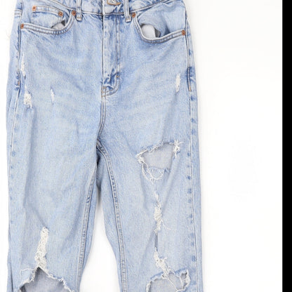 Topshop Womens Blue  Denim Straight Jeans Size 28 in L30 in
