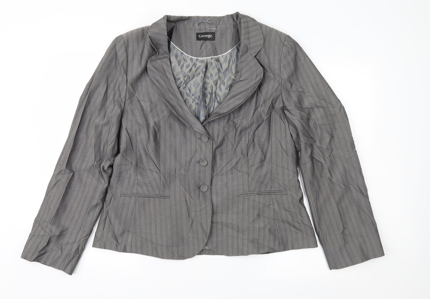 George Womens Grey Striped  Jacket Suit Jacket Size 18