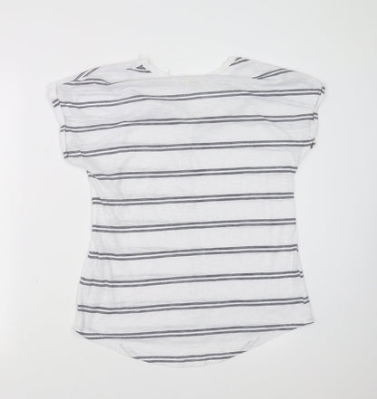 Papaya Womens White Striped  Basic T-Shirt Size 10