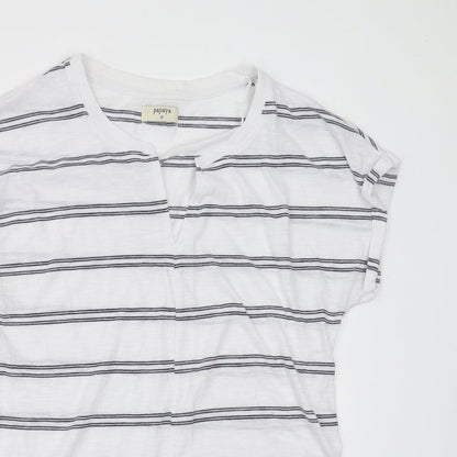 Papaya Womens White Striped  Basic T-Shirt Size 10