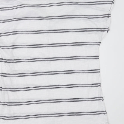 Papaya Womens White Striped  Basic T-Shirt Size 10