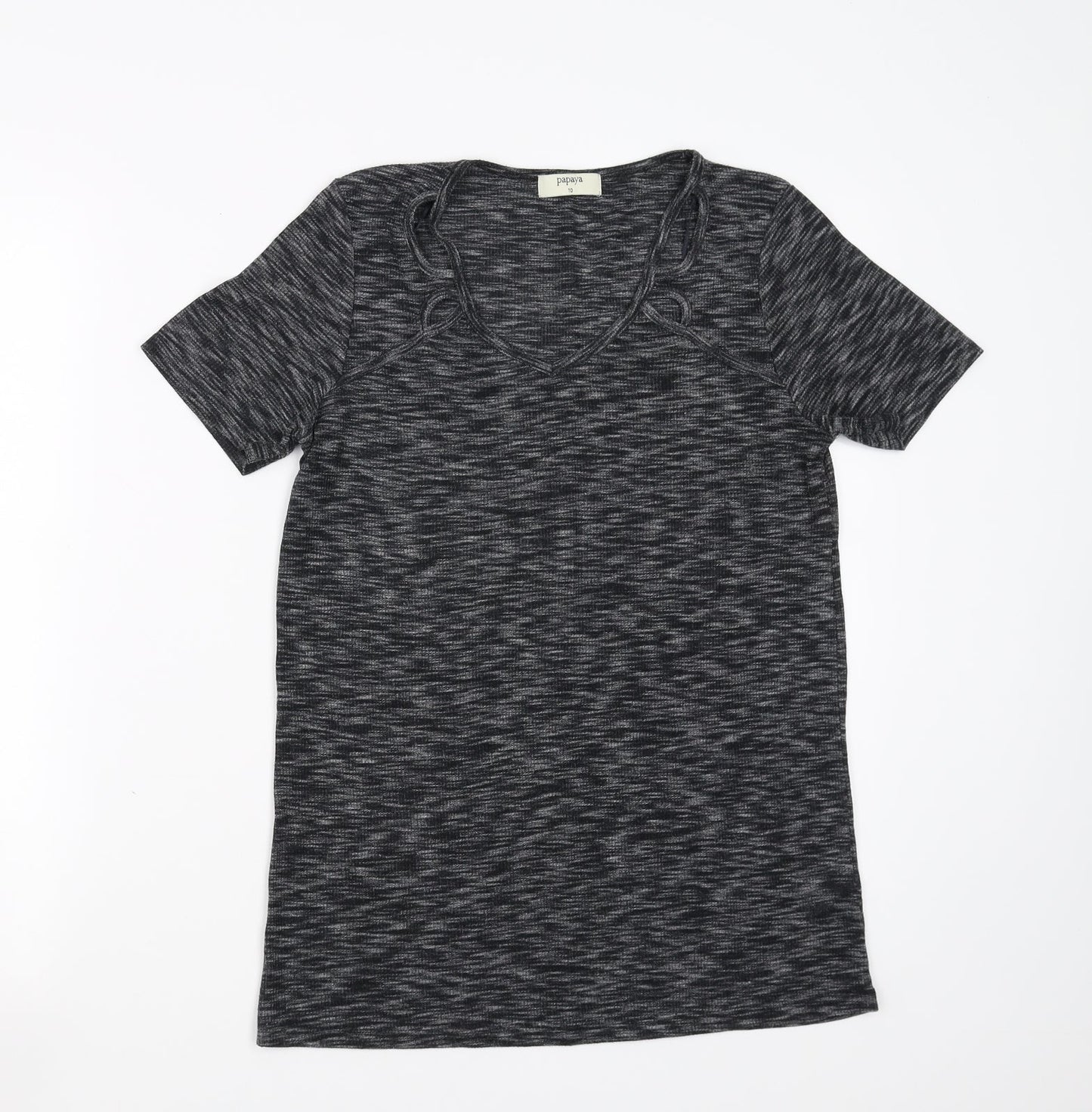 Papaya Womens Grey   Basic T-Shirt Size 10  - Cut out detail