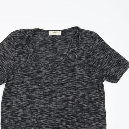 Papaya Womens Grey   Basic T-Shirt Size 10  - Cut out detail