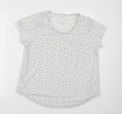 Matalan Womens White Geometric  Top Pyjama Top Size M  - Star pattern