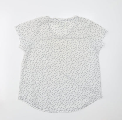 Matalan Womens White Geometric  Top Pyjama Top Size M  - Star pattern