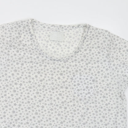 Matalan Womens White Geometric  Top Pyjama Top Size M  - Star pattern