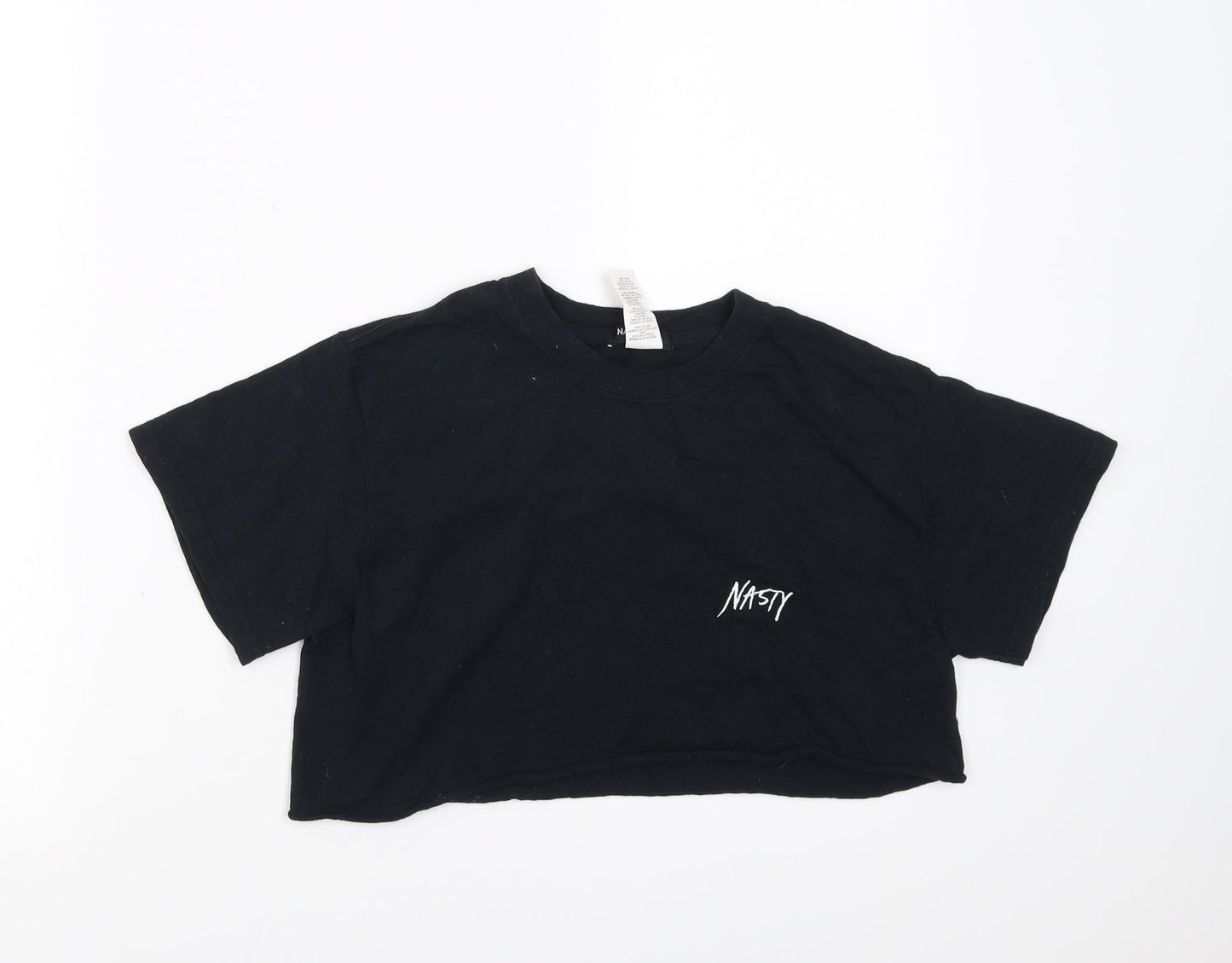 Nasty Gal Womens Black   Cropped T-Shirt Size M