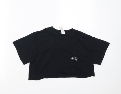 Nasty Gal Womens Black   Cropped T-Shirt Size M