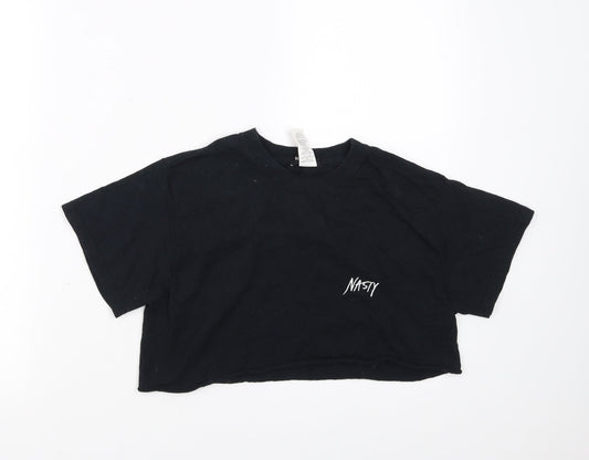Nasty Gal Womens Black   Cropped T-Shirt Size M