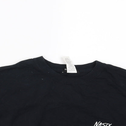 Nasty Gal Womens Black   Cropped T-Shirt Size M