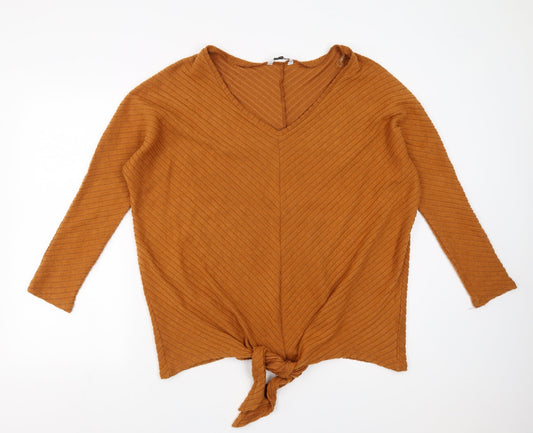 PEP&CO Womens Brown Striped  Pullover Jumper Size 16