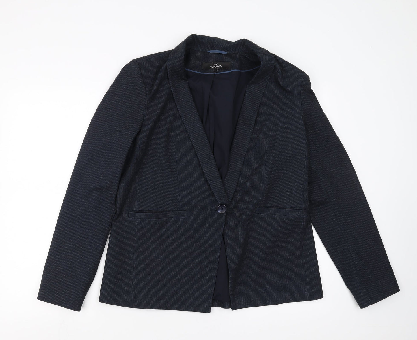 NEXT Womens Blue Striped  Jacket Suit Jacket Size 16