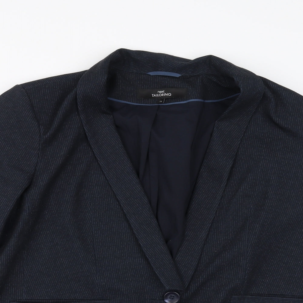 NEXT Womens Blue Striped  Jacket Suit Jacket Size 16
