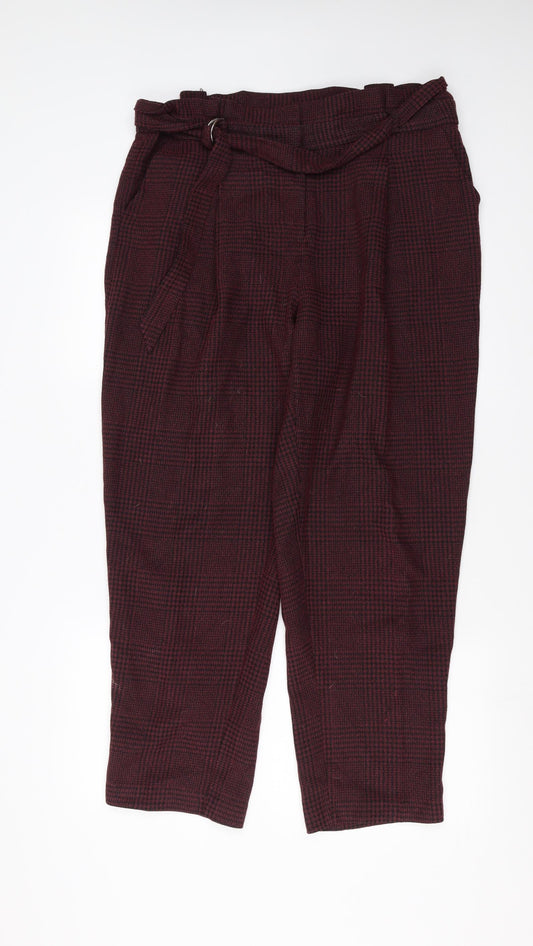 New Look Womens Purple Houndstooth  Trousers  Size 16 L28 in