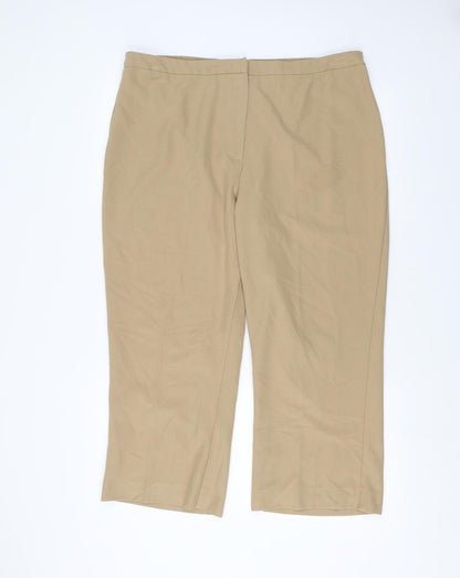 Womens UK Size 20 Agenda Regular Fit Cropped Beige Trousers