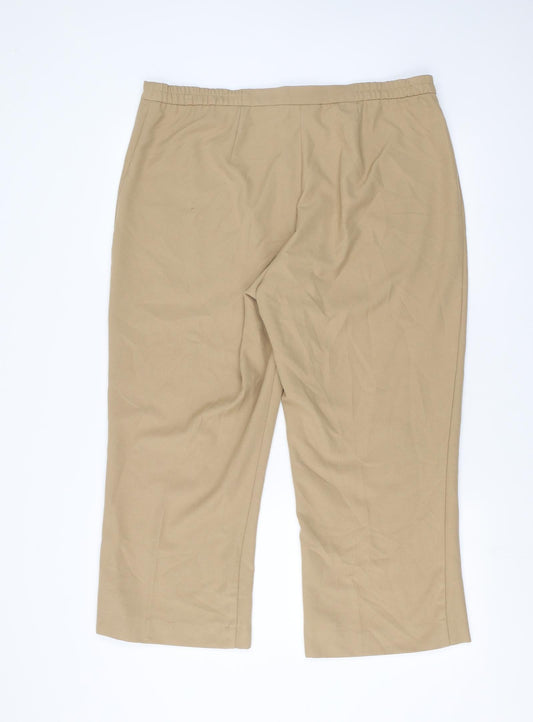 Womens UK Size 20 Agenda Regular Fit Cropped Beige Trousers