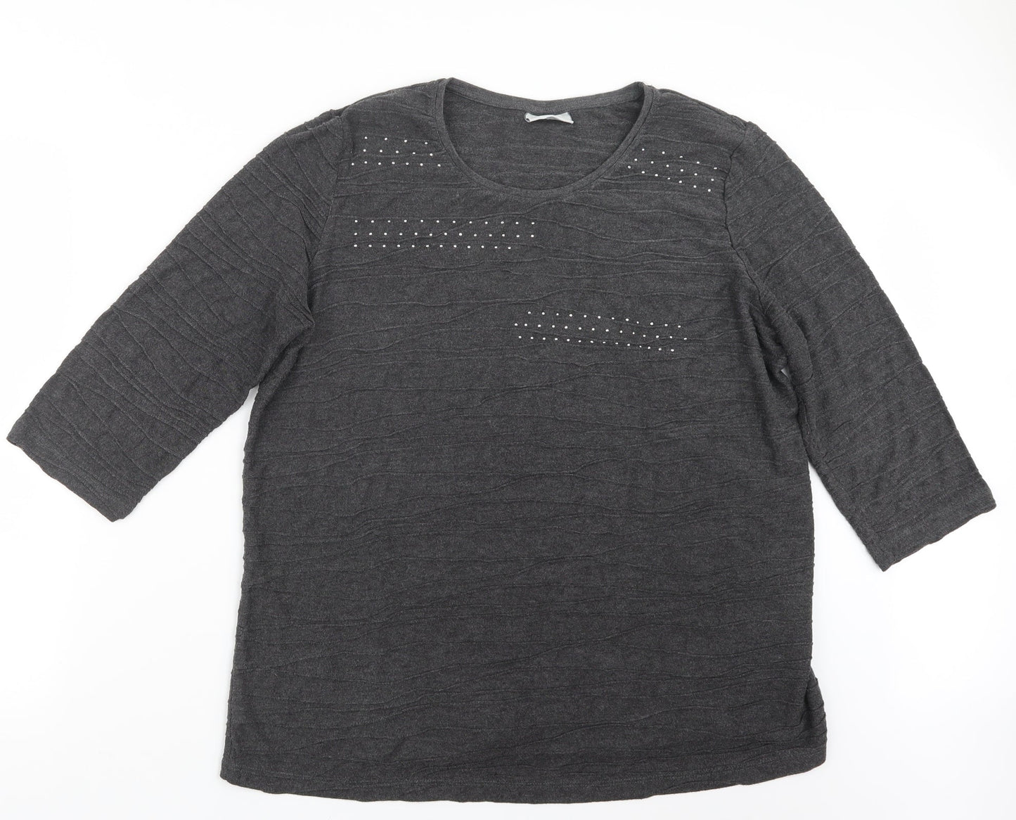 Womens UK Size XL Canda Grey Basic T-Shirt