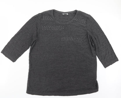 Womens UK Size XL Canda Grey Basic T-Shirt