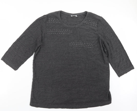 Womens UK Size XL Canda Grey Basic T-Shirt