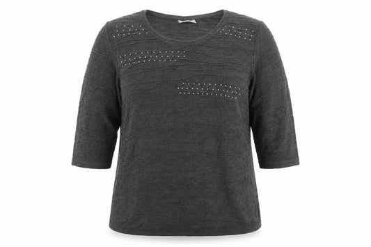 Front view of Canda women’s grey basic t-shirt, size XL