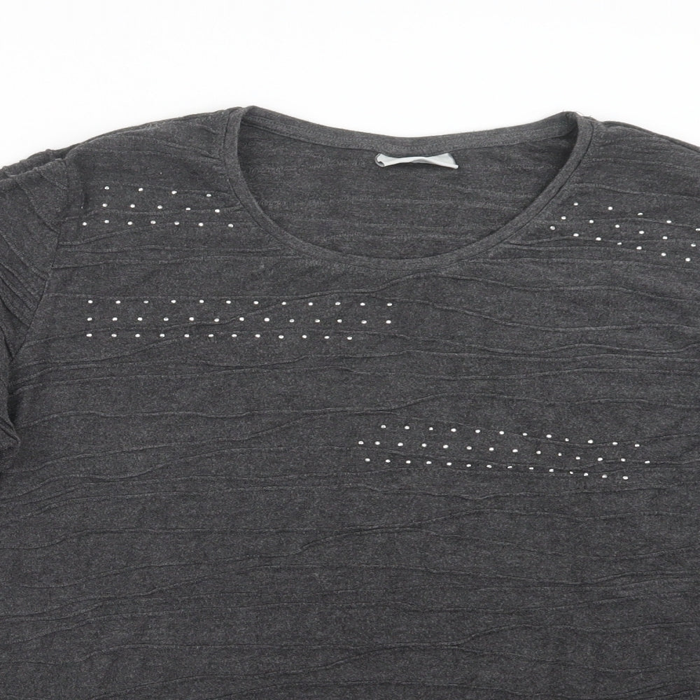 Womens UK Size XL Canda Grey Basic T-Shirt